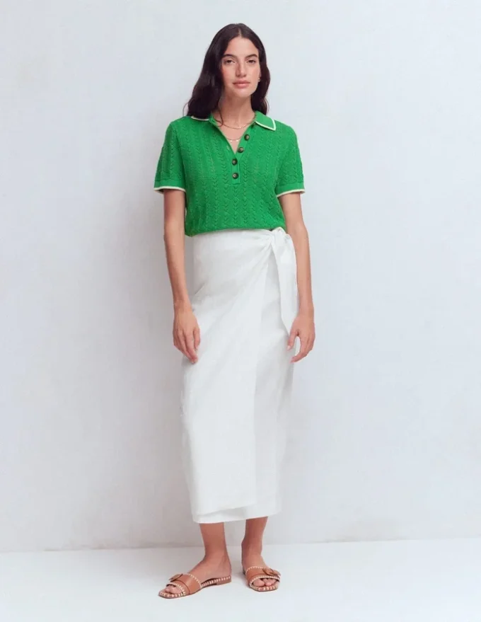 Dimitra Linen Column Skirt White Dimitra Linen Column Skirt White