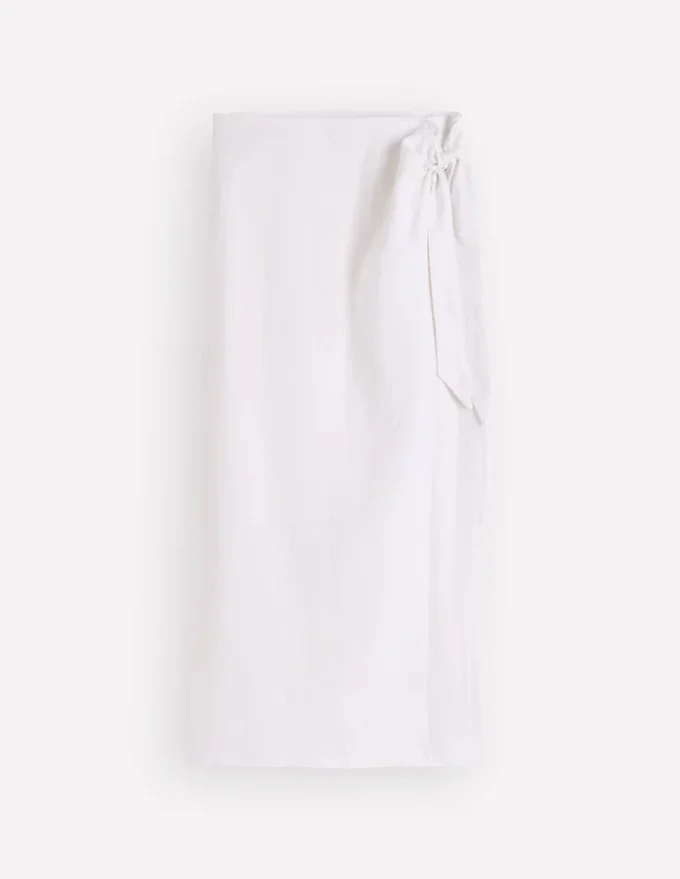 Dimitra Linen Column Skirt White Dimitra Linen Column Skirt White