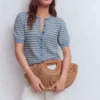 Dot Pointelle Cardigan Blue Stripe Dot Pointelle Cardigan Blue Stripe