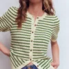 Dot Pointelle Cardigan Green Stripe Dot Pointelle Cardigan Green Stripe