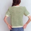 Dot Pointelle Cardigan Green Stripe Dot Pointelle Cardigan Green Stripe