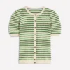 Dot Pointelle Cardigan Green Stripe Dot Pointelle Cardigan Green Stripe