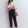 Double Cloth Crop Pants Navy Double Cloth Crop Pants Navy