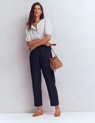 Double Cloth Crop Pants Navy