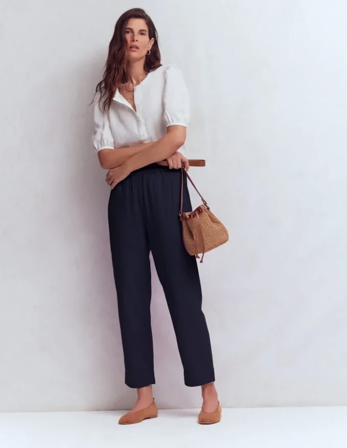 Double Cloth Crop Pants Navy Double Cloth Crop Pants Navy