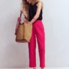Double Cloth Crop Pants Pomegranate Double Cloth Crop Pants Pomegranate
