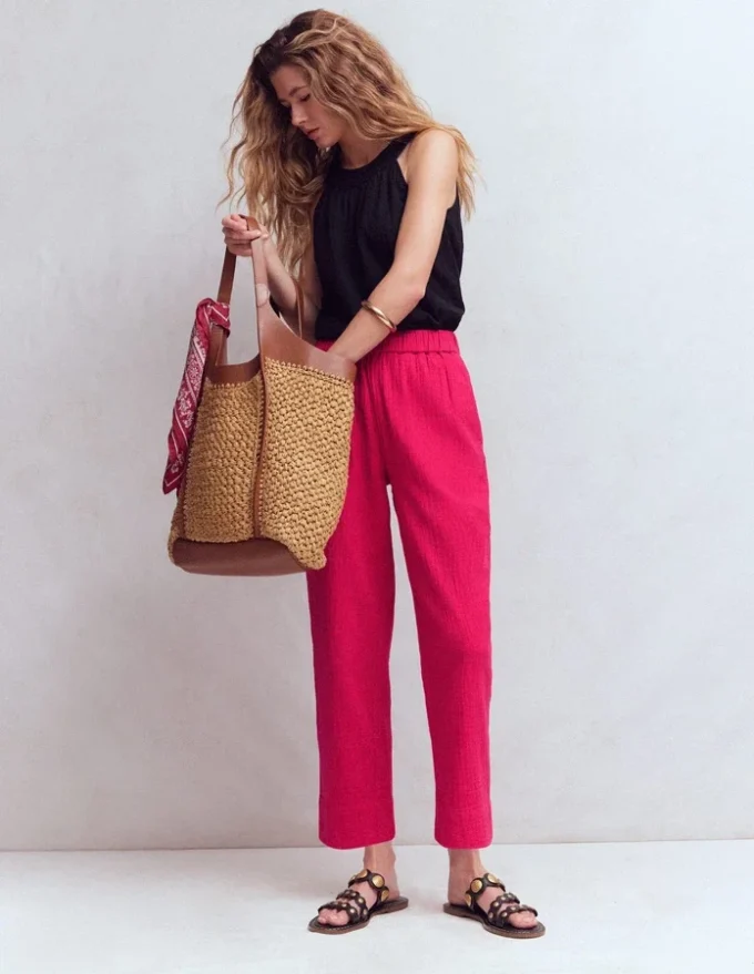 Double Cloth Crop Pants Pomegranate Double Cloth Crop Pants Pomegranate