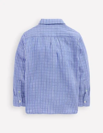 Double Cloth long Sleeve Shirt Blue Stripe and Gingham