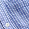 Double Cloth long Sleeve Shirt Blue Stripe and Gingham Double Cloth long Sleeve Shirt Blue Stripe and Gingham