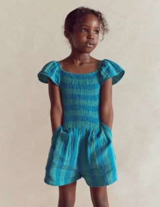 Double Cloth Playsuit Aurora Blue Stripe