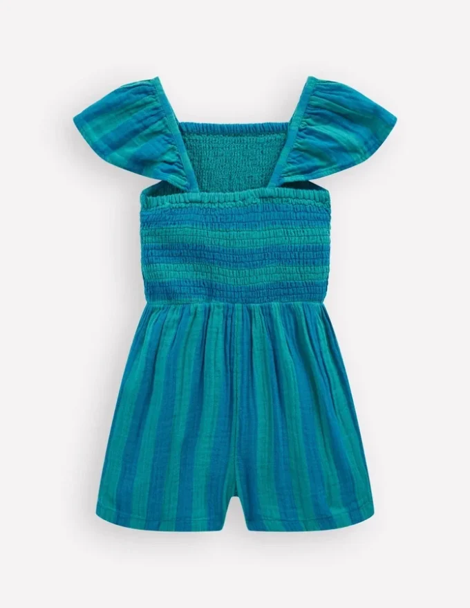 Double Cloth Playsuit Aurora Blue Stripe Double Cloth Playsuit Aurora Blue Stripe