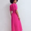 Double Cloth Puff Sleeve Dress Bright Pink Double Cloth Puff Sleeve Dress Bright Pink