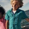 Double Cloth Shirt Green and Blue Stripe
