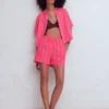 Double Cloth Shirt Pink, Neon Coral Mid Stripe Double Cloth Shirt Pink, Neon Coral Mid Stripe