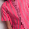 Double Cloth Shirt Pink, Neon Coral Mid Stripe Double Cloth Shirt Pink, Neon Coral Mid Stripe