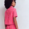 Double Cloth Shirt Pink, Neon Coral Mid Stripe Double Cloth Shirt Pink, Neon Coral Mid Stripe