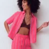 Double Cloth Shirt Pink, Neon Coral Mid Stripe Double Cloth Shirt Pink, Neon Coral Mid Stripe
