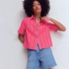 Double Cloth Shirt Pink, Neon Coral Mid Stripe Double Cloth Shirt Pink, Neon Coral Mid Stripe