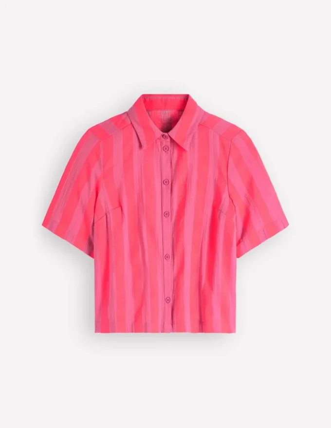 Double Cloth Shirt Pink, Neon Coral Mid Stripe Double Cloth Shirt Pink, Neon Coral Mid Stripe