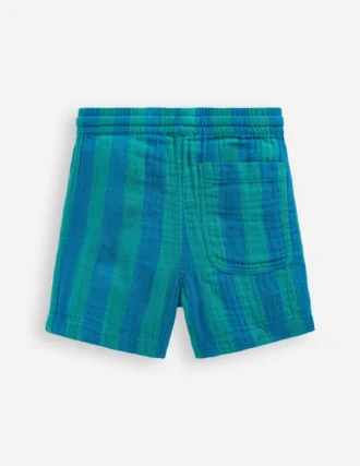 Double Cloth Shorts Green and Blue Stripe