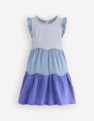 Double Cloth Twirly Dress Forget Me Not Blue