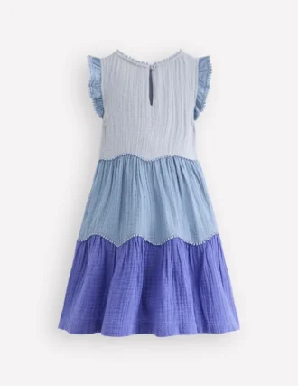 Double Cloth Twirly Dress Forget Me Not Blue