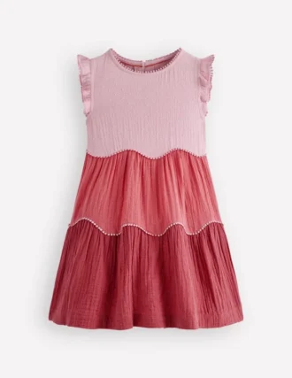 Double Cloth Twirly Dress Spring Blossom Colourblock