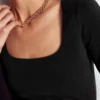 Double Layer Square Neck Top Black Double Layer Square Neck Top Black