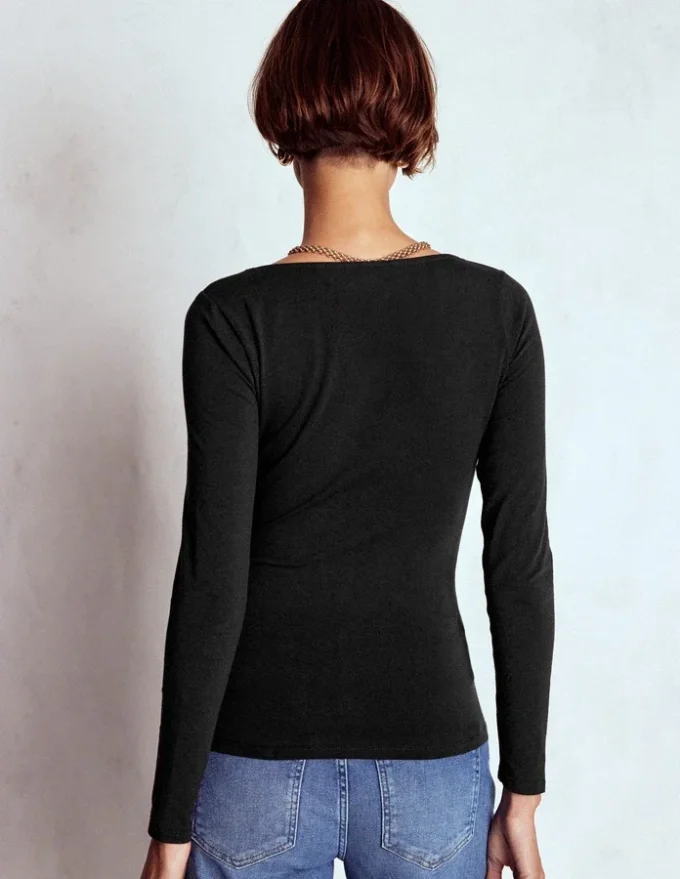 Double Layer Square Neck Top Black Double Layer Square Neck Top Black