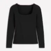 Double Layer Square Neck Top Black Double Layer Square Neck Top Black
