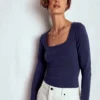 Double Layer Square Neck Top Navy Double Layer Square Neck Top Navy