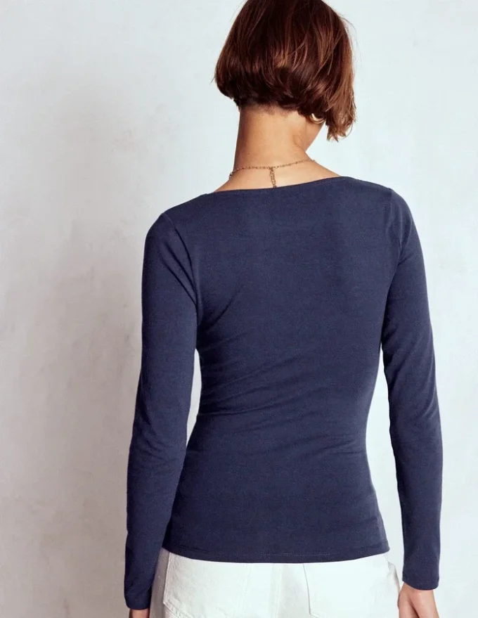 Double Layer Square Neck Top Navy Double Layer Square Neck Top Navy