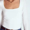 Double Layer Square Neck Top White Double Layer Square Neck Top White