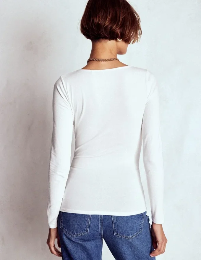 Double Layer Square Neck Top White Double Layer Square Neck Top White