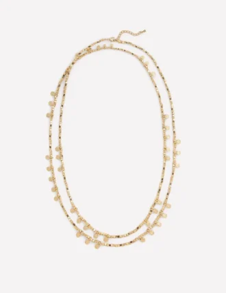 Double Strand Bead Necklace Gold