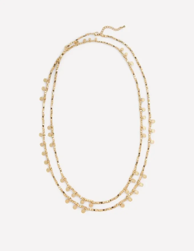 Double Strand Bead Necklace Gold Double Strand Bead Necklace Gold