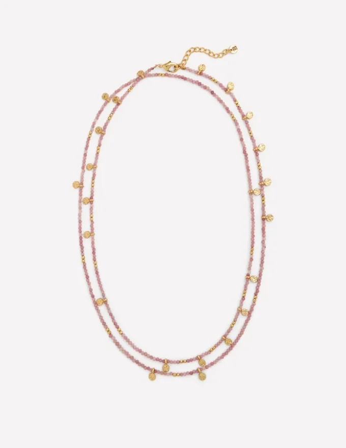 Double Strand Bead Necklace Pink Double Strand Bead Necklace Pink