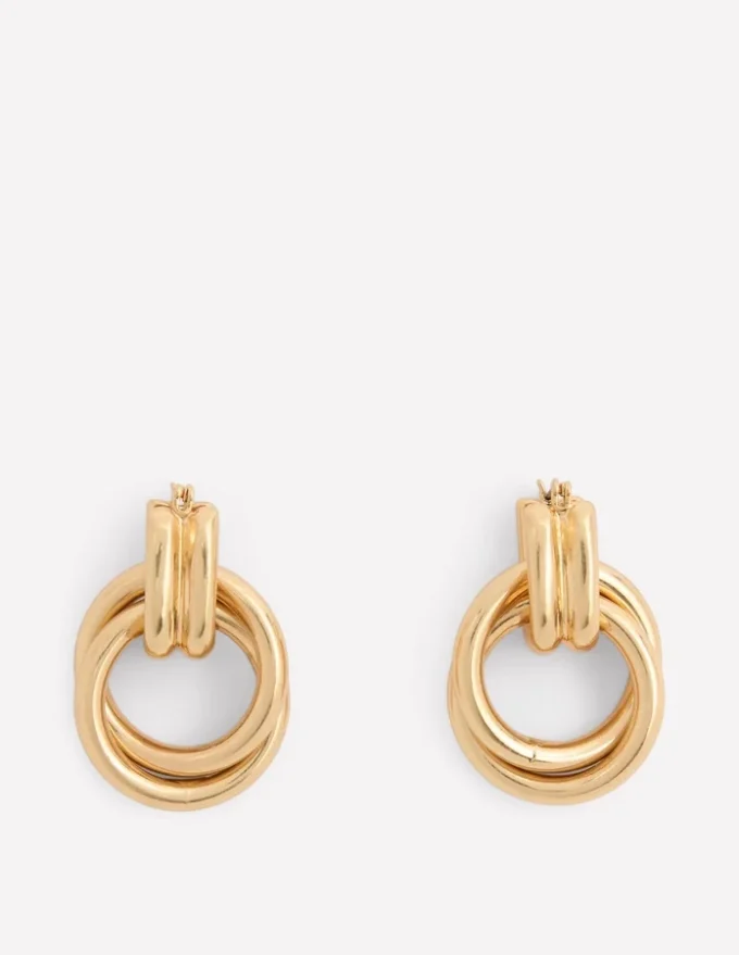 Double Twist Earrings Gold Colour Double Twist Earrings Gold Colour