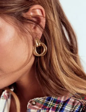 Double Twist Earrings Gold Colour