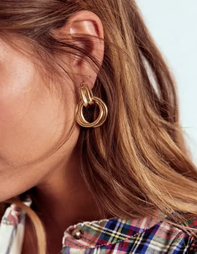 Double Twist Earrings Gold Colour Double Twist Earrings Gold Colour