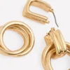 Double Twist Earrings Gold Colour Double Twist Earrings Gold Colour