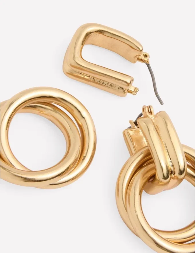 Double Twist Earrings Gold Colour Double Twist Earrings Gold Colour