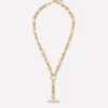 Drop Chain T-bar Necklace Gold Colour Drop Chain T-bar Necklace Gold Colour