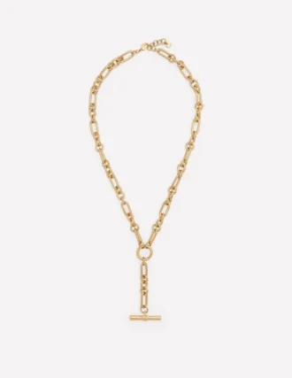 Drop Chain T-bar Necklace Gold Colour