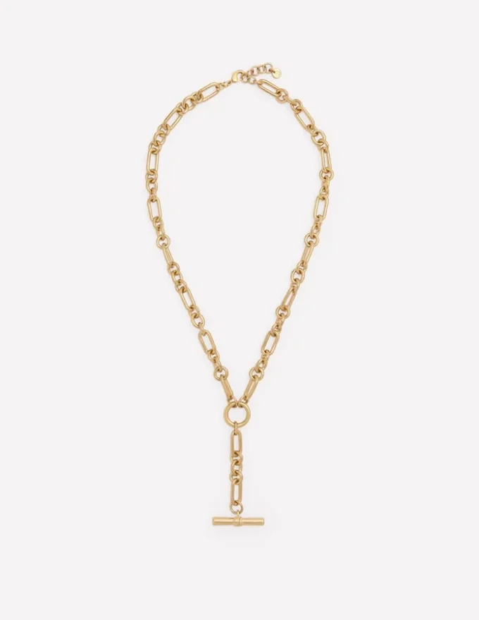 Drop Chain T-bar Necklace Gold Colour Drop Chain T-bar Necklace Gold Colour