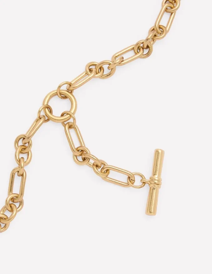 Drop Chain T-bar Necklace Gold Colour Drop Chain T-bar Necklace Gold Colour