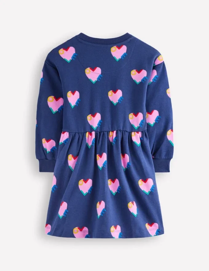 Drop Shoulder Sweat Dress Starboard Blue Love Hearts Drop Shoulder Sweat Dress Starboard Blue Love Hearts