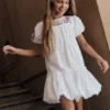 Drop Waist Bubble Dress Soft Ivory Embroidery Drop Waist Bubble Dress Soft Ivory Embroidery