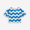 Dropped Shoulder Towelling Top Blue Wave Stripe Dropped Shoulder Towelling Top Blue Wave Stripe