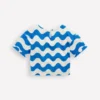 Dropped Shoulder Towelling Top Blue Wave Stripe Dropped Shoulder Towelling Top Blue Wave Stripe